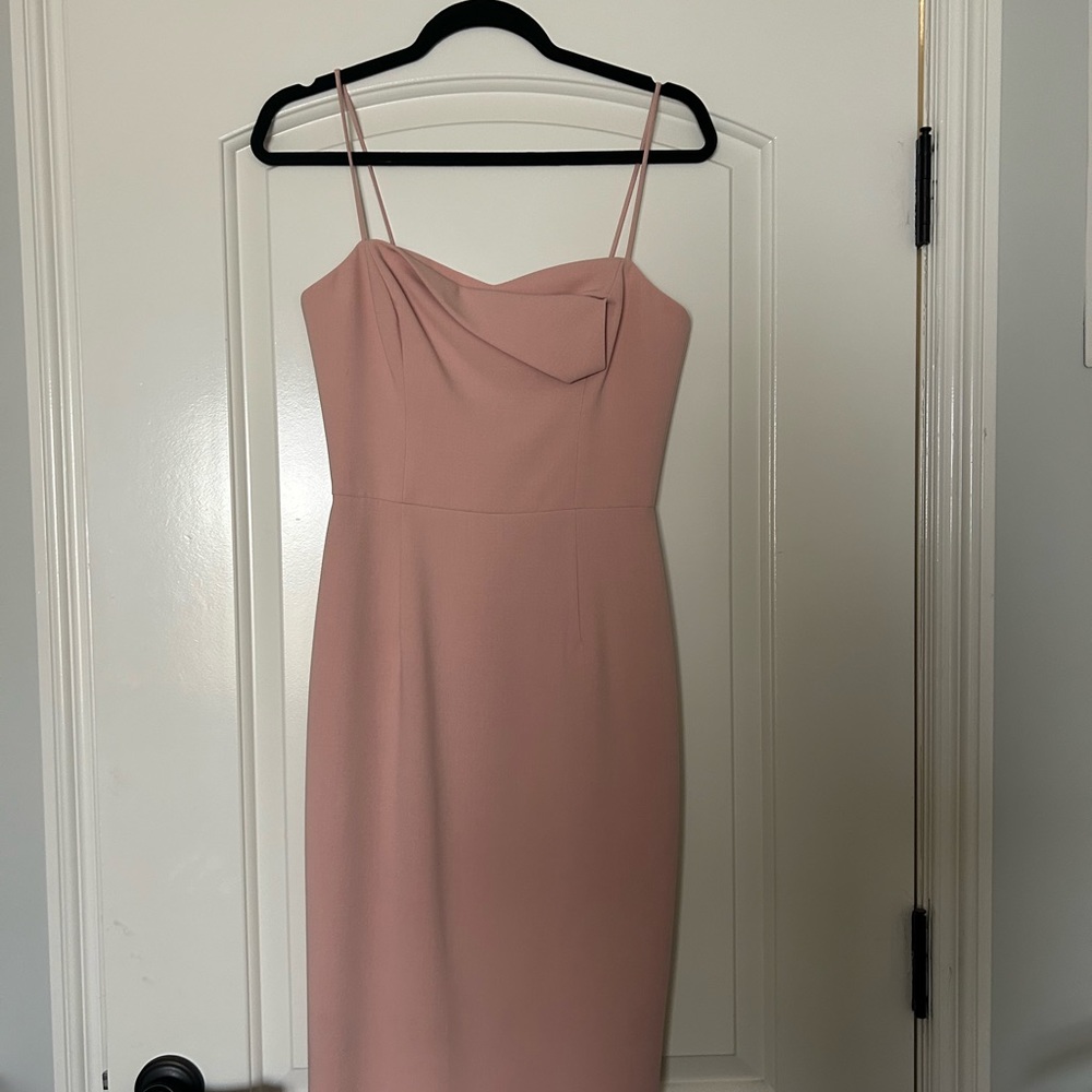 Black Halo dusky pink pencil dress